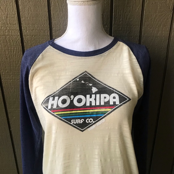 Techstyles Active Beige/Blue Graphic  Baseball Tee Size Medium - Picture 4 of 8